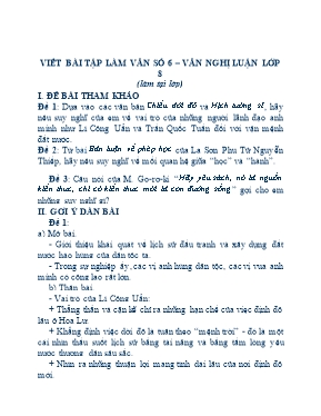 Dàn bài viết tập làm văn số 5,6,7 Ngữ văn lớp 8 phần Văn nghị luận